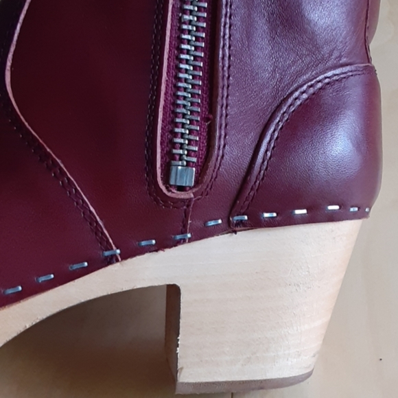 SWEDISH HASBEENS EMY LEATHER WOODEN CLOGS BOOTS - Picture 4 of 8